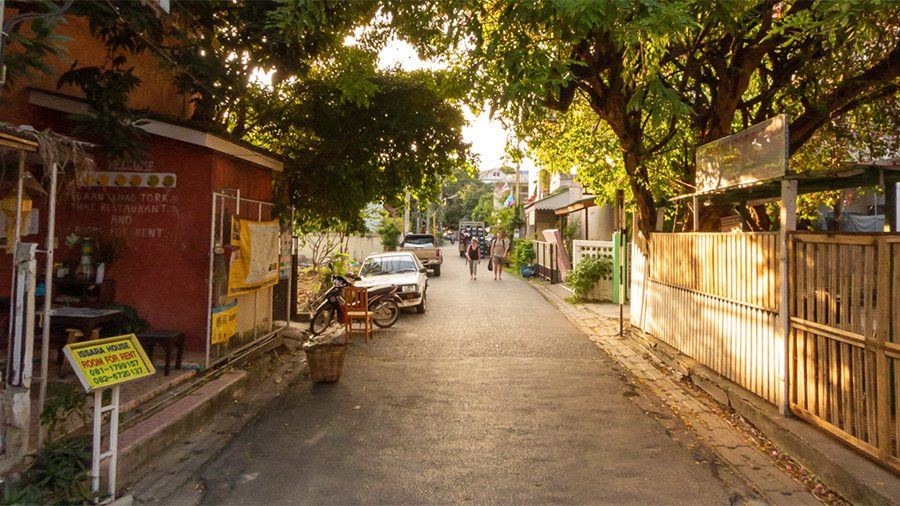 Chiang Mai, crossroads at sunset.